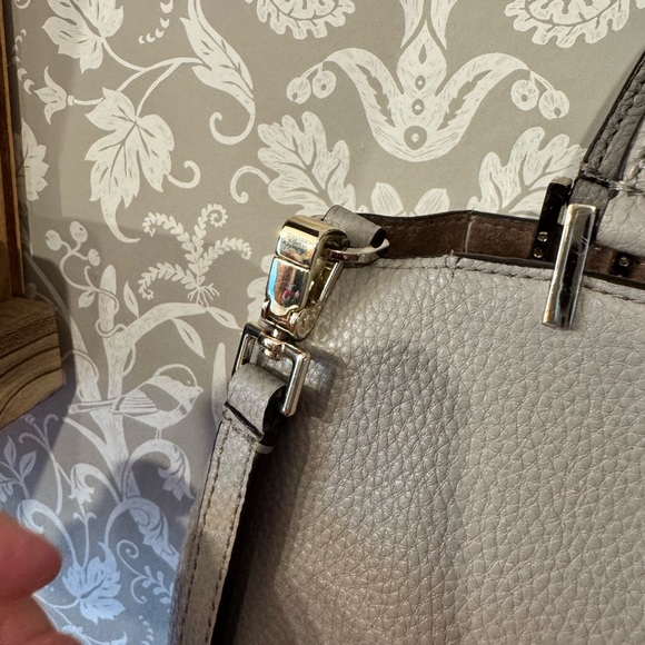 LOW START Kate Spade Gwyn Pershing Street Satchel Grey Pebble Leather $359 - Picture 7 of 15